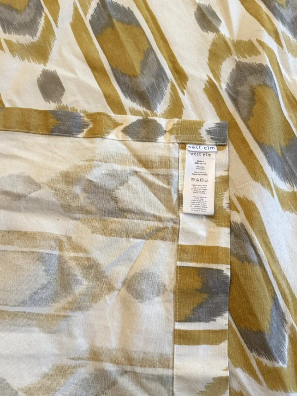West Elm 2 Curtain Panels Gray Cream Cotton Southwestern Hidden Tab MCM Style